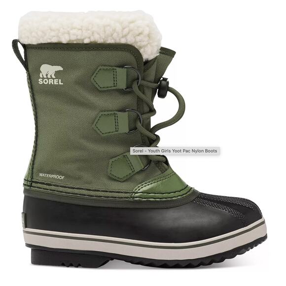 Sorel Youth Unisex Yoot Pac Nylon Boots Green Waterproof Cold